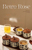 3pcs Ceramics Jars Lid Coffee Bean Storage Container‌ Dustproof and Moisture-proof with Cover Kitchen Organizer Jars for Spices