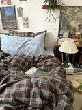 Simple Pure Color Bedding Set 4-Piece Pure Cotton Quilt Coverlet Dormi Bedding 3-Piece Set Color Woven Bedding Linen