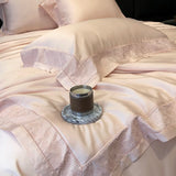 Lyocell Bamboo Fiber Luxury Embroidery Summer Quilt Soft Silky Thin Comforter Blanket With Bed Sheet Pillowcases Bedding Set