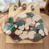 Irregular Tufted Moss Forest Bedroom Rug Green Plant Forest Door Bedside Mat Fluffy Foot Carpet Floor Safety Pad Home Room Decor