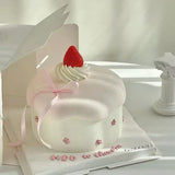4-inch Pink Strawberry Mini Plastic Simulation Birthday Cake Model Decoration Showcase Dessert Sample Display Photography Props
