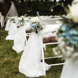 12Pcs Wedding Chair Sashes 7x108Inch Sheer Chiffon Chair Fabric Covers for Party Christmas Bridal Baby Shower Wedding Decoration
