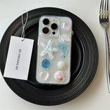 3D Shell Starfish Dolphin Epoxy Clear Case For iPhone 16 15 14 13 11 12 Pro Max Anti Fall Protection Cute Epoxy Cover