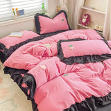 Ins Princess Bedding Set 2025 Korean Style Lace Towel Embryos  Washing Cotton Four PIECE Set Duvet Cover With Pillowcase