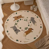 Round Living Room Carpet Ins Style Rabbit Pattern Bedroom Bedside Rug Soft Thick Cute Home Decoration Sofa Mat Alfombra Tapis 러그