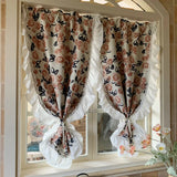 1pcs Countryside Printed Full Blackout Curtain Fabric UV Protection Sun Protection Non Perforated Living Room Balcony Curtains
