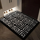 Black & White Geometric Wire Loop Entryway Mat Heavy Duty Non-Slip Door Rug