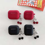 Red Cherry Pendant Earphone Case For AirPods 1 2 3 4 Pro Pro 2 4 New Matte Silicone Headset Shockproof Protection Cover