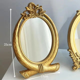 Rustic Carving Frame Gold Mirror Home decor Tray Home Decorative Mirror Bedroom Table Makeup Mirror