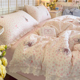 Floral Bed Sheets Set Simple Princess Duvet Cover Bedding Set постельное белье Set Room Decoration Bed Cover Set