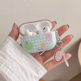 korea lovely green apple bow plaid for airpods 4 earphone case for airpods 1 2 3 pro 2 soft silicone protection cover coque