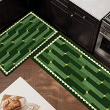 Non-slip Kitchen Rug Green Long Strip Runner Carpet Washable Waterproof PVC Leather Mat Home Decoration Rugs Alfombras De Cocina