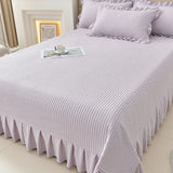 Summer solid color tencel bed cover three-piece set lace ice silk mat air conditioner mat non-slip bed sheet kang cover soft mat