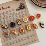 12Pcs French Bread Food Cake Sweet Donut Dessert Fridge Magnets Strong Magnetic Push Pin for Photo Message Traceless Fixed Decor