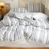3Pcs Duvet Cover Set,  100% Soft polyester Duvet Cover with Tassel Texture, Tufted Duvet Cover All Seasons