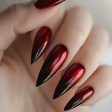 24pcs Long Stiletto False Nails with Glitter Silver Sequin Design Press on Nails Gradient Black Wearable Finished Fake Nail Tips