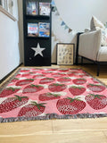 Kawaii Blanket Sofa Cover Cat Strawberry Blanket Knitted Linen Bedspread Sofa Towel Mat Tapestry Christmas For Home Decoration