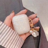 Luxury Purple Pearly Shell Pendant Silicone Case For AirPods 1 2 3 4 pro 2 Wireless Bluetooth Earphone Accessories