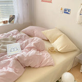 High Quality Bedding Set Boys Girls Twin Queen Size Washed Cotton Sheet Pillowcase Bed Linens Adults Home Textiles No Filler
