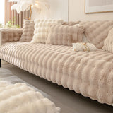 Artificial Rabbit Fur Sofa Cover Non-slip and Dustproof Thick Soft Couch Cover Furniture Protector