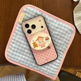 Cute Girl Pink Polka Dot Magnetic Grip Tok Phone Case for IPhone 17 16 15 14 Pro Max Wireless Charge for Magsafe Lovely Cover