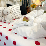 Korean Ins-style Bedding Set White Red Polka Dot Soft Comfortable Duvet Cover Set Sheet Set for Home Bedroom Deocr Birthday Gift