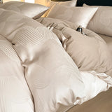 4Pcs Light Luxury High-end Sense 160 Pcs 100% Cotton Tribute Satin Jacquard Quilt Cover Sheet Simple Bedding