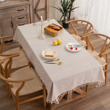 Table Cover Tablecloth with Tassel Wrinkle Free Anti-Fading Washable Dust-Proof for Kitchen Dining Party Desktop Decoration