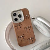 Plating Shockproof Cover for iphone 13 14pro 16 15 pro max 15promax 16pro 14 rope ins bowknot 3d bead autume leather phone case