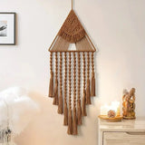 Minimalist Modern Style Hand Knitting Pendant Tassel Cotton Pendant Creativity Home Decoration Bedroom Door Decorative Brown