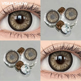 1pair Circle Lenses Big Eyes,Blue/Green Natural Contacts Lenses Doll-eye Lens for Christmas makeup Eyeshadow palette