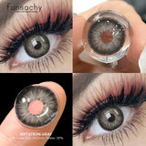 1pair Myopia Contact Lenses with Degrees Colored Natural Lenses 0 to -6.00 Degrees Graduation Blue Pupils Lenses Eyes