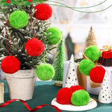 12Pcs Fluffy Christmas Plush Hanging Ball Solid Color Faux Fur Furry Pom Poms Hanging Pendant Decorative Durable