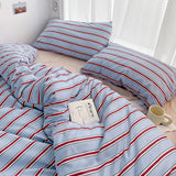 Stripe Style Duvet Cover Set, Flat Sheet, Pillowcases, Single, Double, Twin, Full Size Bedding Set,Breathable, Soft,Comfortable