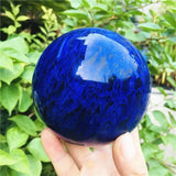 5-10cm Natural Rare Blue Smelting Stone Quartz Crystal Ball Home Decoration Natural Stone Cutting and Polishing Wood Bracket