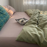 Simple Pure Color Cotton Bedding Set 00% Cotton Duvet Cover Bed eet Dormi Bed Canopy Sle Tee-piece Bedding Set