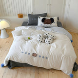 Cute Rabbit Embroidery Cotton Bedding Set Fre Sle Pure Cotton Bed eet Cover Quilt Cover Four Piece Set Luxury Girls Heart