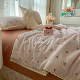 Floral Printed Summer Quilt Four Piece Set Soft Bedroom Decor Bedding Set Summer Quilt Bed Sheet With Pillowcases Home Textiles