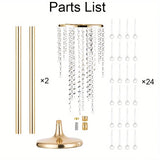 2/10 Set of Metal Gold Vases,29.6 Inch Height, Chandelier Crystal, Elegant Design, Rust-Proof, Wedding, Party, Event, Home Deco