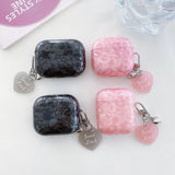 Black Pearl Shell Pink Leopard Print TPU Case Love Heart Pendant Protection Cover for Apple AirPods Pro 2 3 4 Silicone Cases