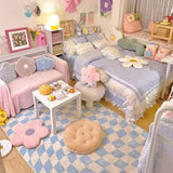 Purple Carpet for Living Room Modern Simplicity Checkerboard Bedroom Bedside Rug Large Area Study Dressing Table Mat Tapete