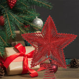 25CM Red Gold Glitter Star Christmas Decoration Xmas Tree Topper for Home Decor Ornaments Navidad New Year 2025 Gifts Accessory