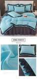 Princess Style Bedding Set Ruffle Duvet Cover With Lace Soft Four Piece Set Quilt Cover Bed Skirt Pillowcase Girls Bedroom Decor