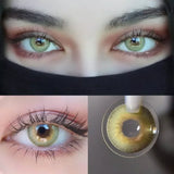 Girl Green Colored Contact Lenses 3 Tones 14.2mm Small Pupil 6 Months Disposable Eye Enlarging Lens for Eye Beauty