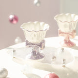 1Pc Footed Ceramic Dessert Bowl 180ml, Small Ice Cream Yogurt Cereal Fruit Salad Pudding Bowl for Home Kitchen, Gift Box