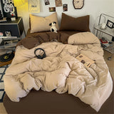 Solid Color Bedding Set Twin Full Queen Size Bed Flat Sheet Soft Kids Adults Duvet Cover Set Quilt Cover Pillowcases Bed Linen