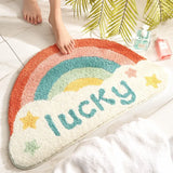 Cute Cartoon Half-Moon Bath Mat - Thickened Plush Bathroom Rug, Ultra-Soft Skin-Friendly with TPR Non-Slip Backing, 45x75CM