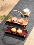 Handcrafted Bamboo Handle Fruit Basket Tea Snack Tray Creative Chinese Style Retro Tea Ceremony Serving Basket for Living Room