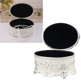 Alloy Material Vintage Jewelry Box White Color Oval Shape Enamel Jewelry Box Small Size Beige Color Metal Trinket Box