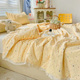 Class A Pure Cotton Summer Quilt Soybean Fiber Thin Quilt Princess Style Lace Ruffles Comforter Summer Air Conditioned Blanket